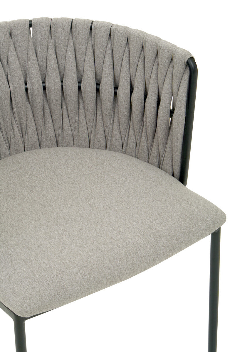 Grey Dining Chair with Woven Back