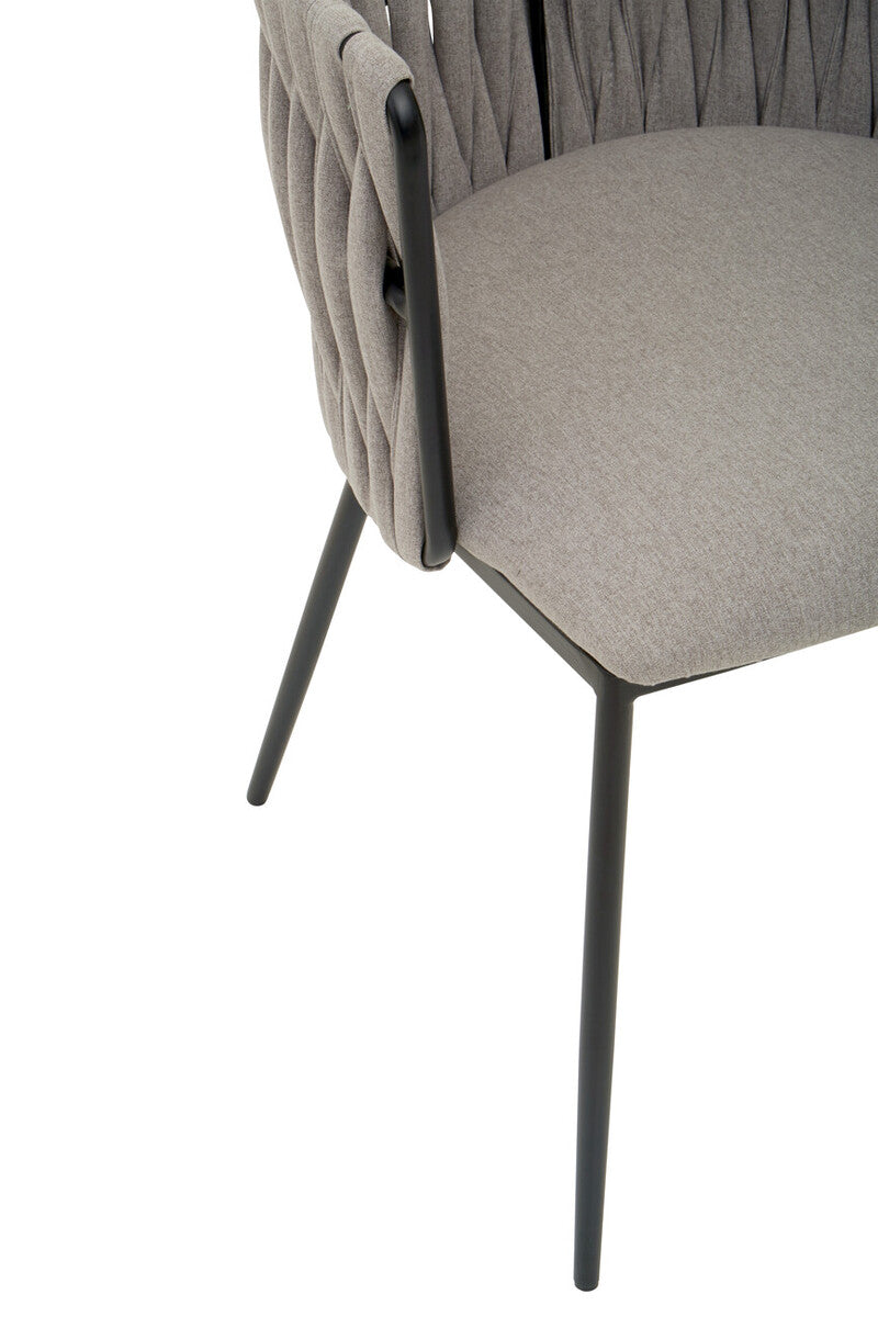 Grey Dining Chair with Woven Back
