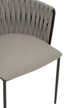 Grey Dining Chair with Woven Back