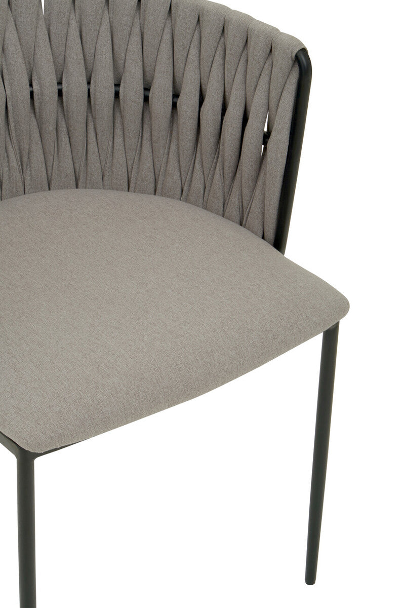 Grey Dining Chair with Woven Back