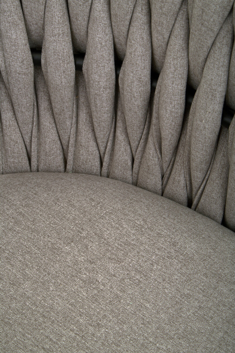 Grey Dining Chair with Woven Back