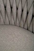 Grey Dining Chair with Woven Back