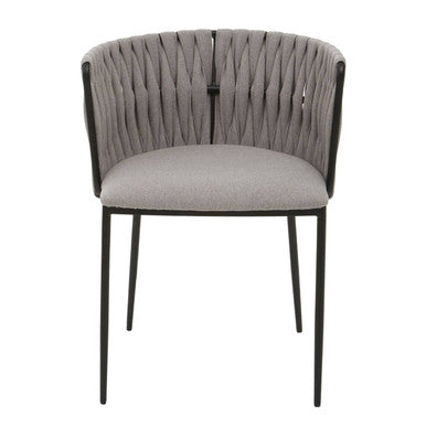 Grey Dining Chair with Woven Back