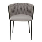 Grey Dining Chair with Woven Back