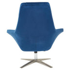 Navy Velvet Swivel Lounge Chair with Headrest
