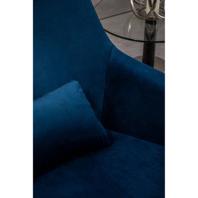 Navy Velvet Swivel Lounge Chair with Headrest