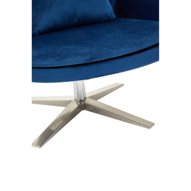 Navy Velvet Swivel Lounge Chair with Headrest