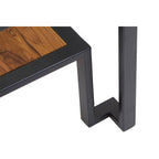 Clear Glass and Black Metal Side Table with Lower Shelf