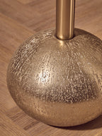 Geometric Mosaic Top Gold Finish Side Table with Slim Column and Round Base