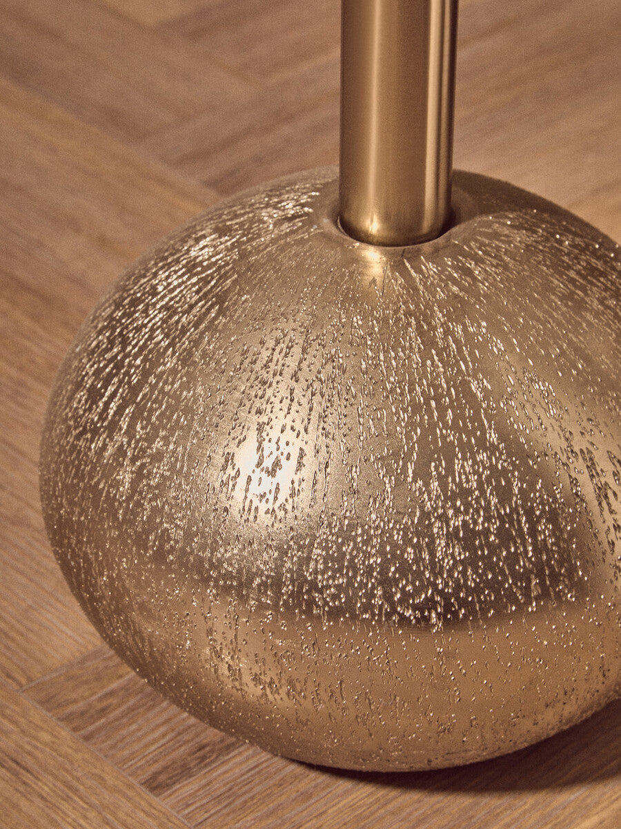 Geometric Mosaic Top Gold Finish Side Table with Slim Column and Round Base