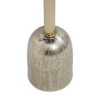 Geometric Mosaic Accent Side Table with Slim Gold Cylindrical Pedestal Base