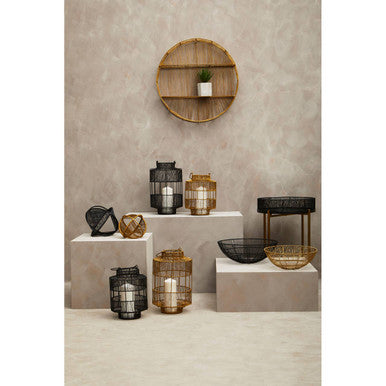 Gold Wire Round Wall Shelf
