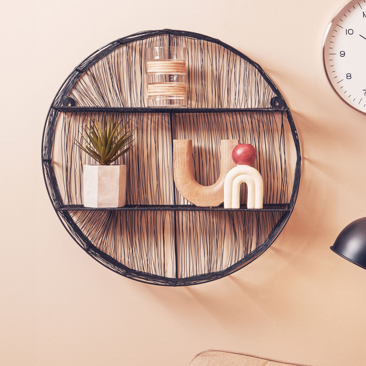 Black Wire Round Wall Shelf