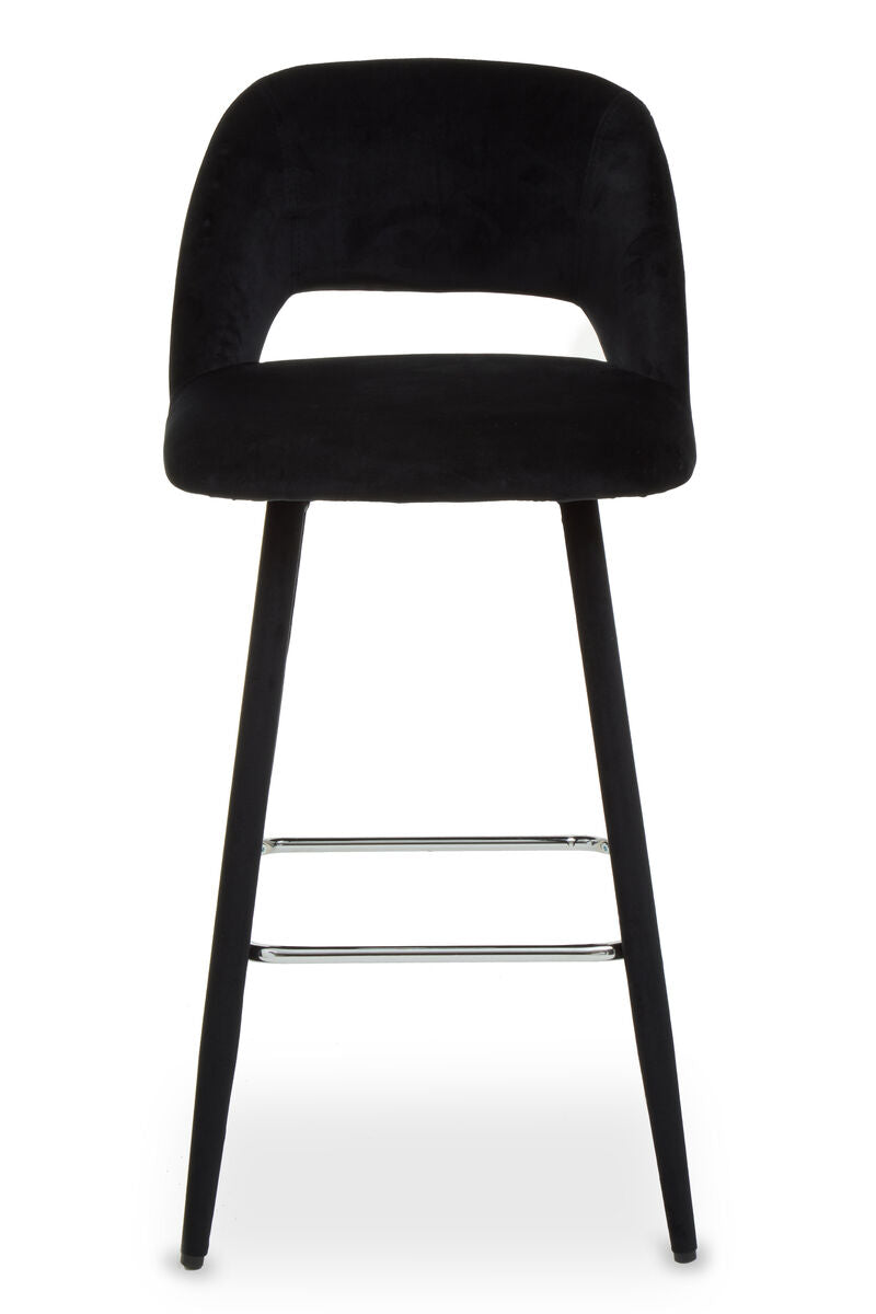 Black Velvet Bar Chair with Couture Detail