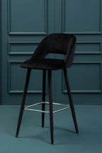 Black Velvet Bar Chair with Couture Detail