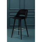 Black Velvet Bar Chair with Couture Detail