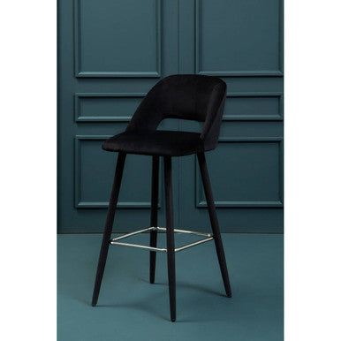 Black Velvet Bar Chair with Couture Detail