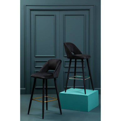 Black Velvet Bar Chair with Couture Detail
