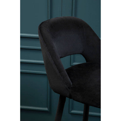 Black Velvet Bar Chair with Couture Detail