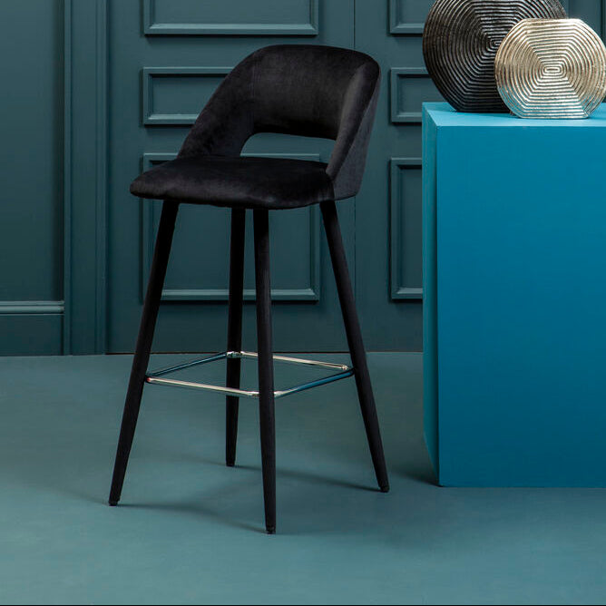 Black Velvet Bar Chair with Couture Detail
