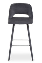 Grey Velvet Bar Chair with Cut-Out Back