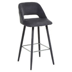 Grey Velvet Bar Chair with Cut-Out Back