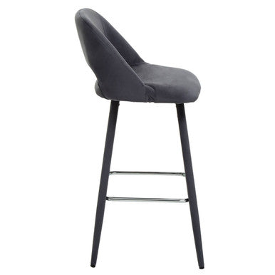 Grey Velvet Bar Chair with Cut-Out Back