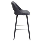 Grey Velvet Bar Chair with Cut-Out Back