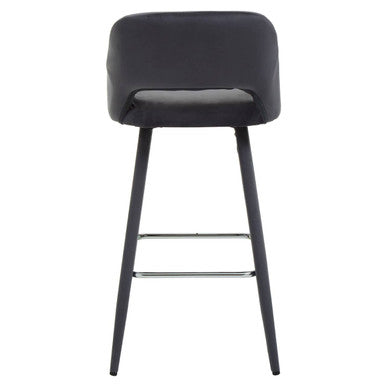 Grey Velvet Bar Chair with Cut-Out Back