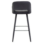 Grey Velvet Bar Chair with Cut-Out Back