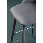 Grey Velvet Bar Chair with Cut-Out Back