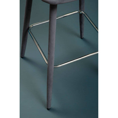 Grey Velvet Bar Chair with Cut-Out Back