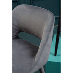 Grey Velvet Bar Chair with Cut-Out Back