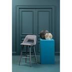 Grey Velvet Bar Chair with Cut-Out Back