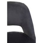 Grey Velvet Bar Chair with Cut-Out Back