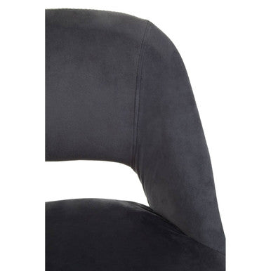 Grey Velvet Bar Chair with Cut-Out Back