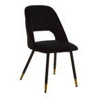 Black Velvet Dining Chair with Cut-Out Back