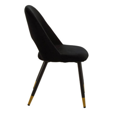 Black Velvet Dining Chair with Cut-Out Back