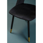 Black Velvet Dining Chair with Cut-Out Back