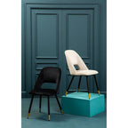 Black Velvet Dining Chair with Cut-Out Back