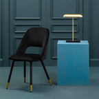 Black Velvet Dining Chair with Cut-Out Back