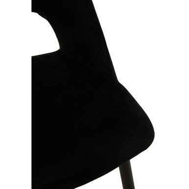 Black Velvet Dining Chair with Cut-Out Back