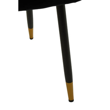 Black Velvet Dining Chair with Cut-Out Back