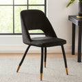 Black Velvet Dining Chair with Cut-Out Back