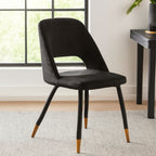 Black Velvet Dining Chair with Cut-Out Back