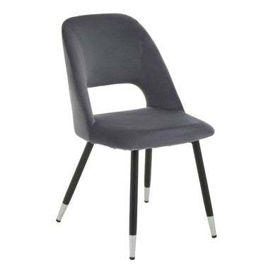 Grey Velvet Dining Chair with Tapered Back