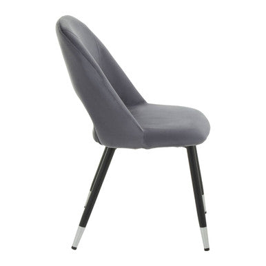 Grey Velvet Dining Chair with Tapered Back