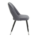 Grey Velvet Dining Chair with Tapered Back