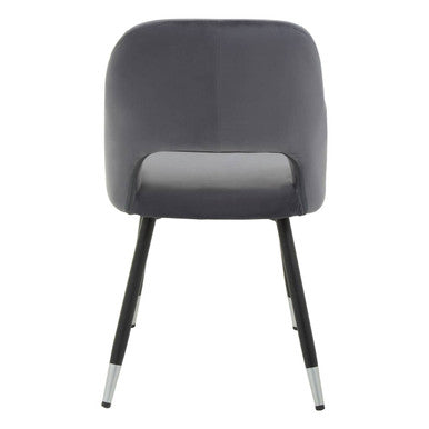 Grey Velvet Dining Chair with Tapered Back