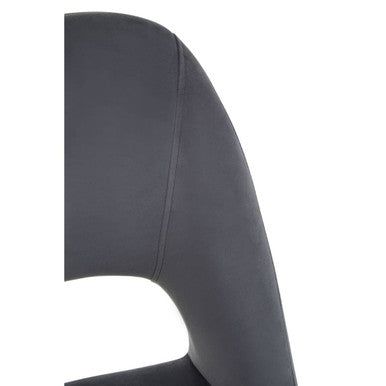 Grey Velvet Dining Chair with Tapered Back